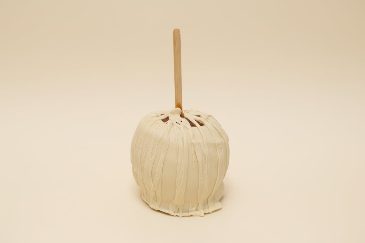 White Chocolate Caramel Apple with White Chocolate Drizzle