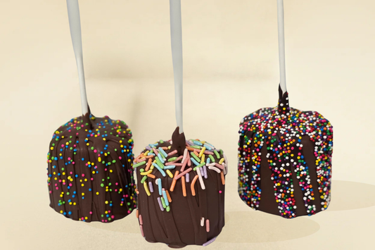 milk chocolate marshmallow pops with sprinkles