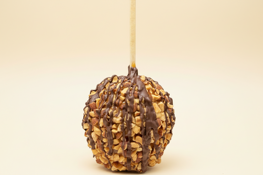 Almond Caramel Apple with Milk Chocolate Drizzle