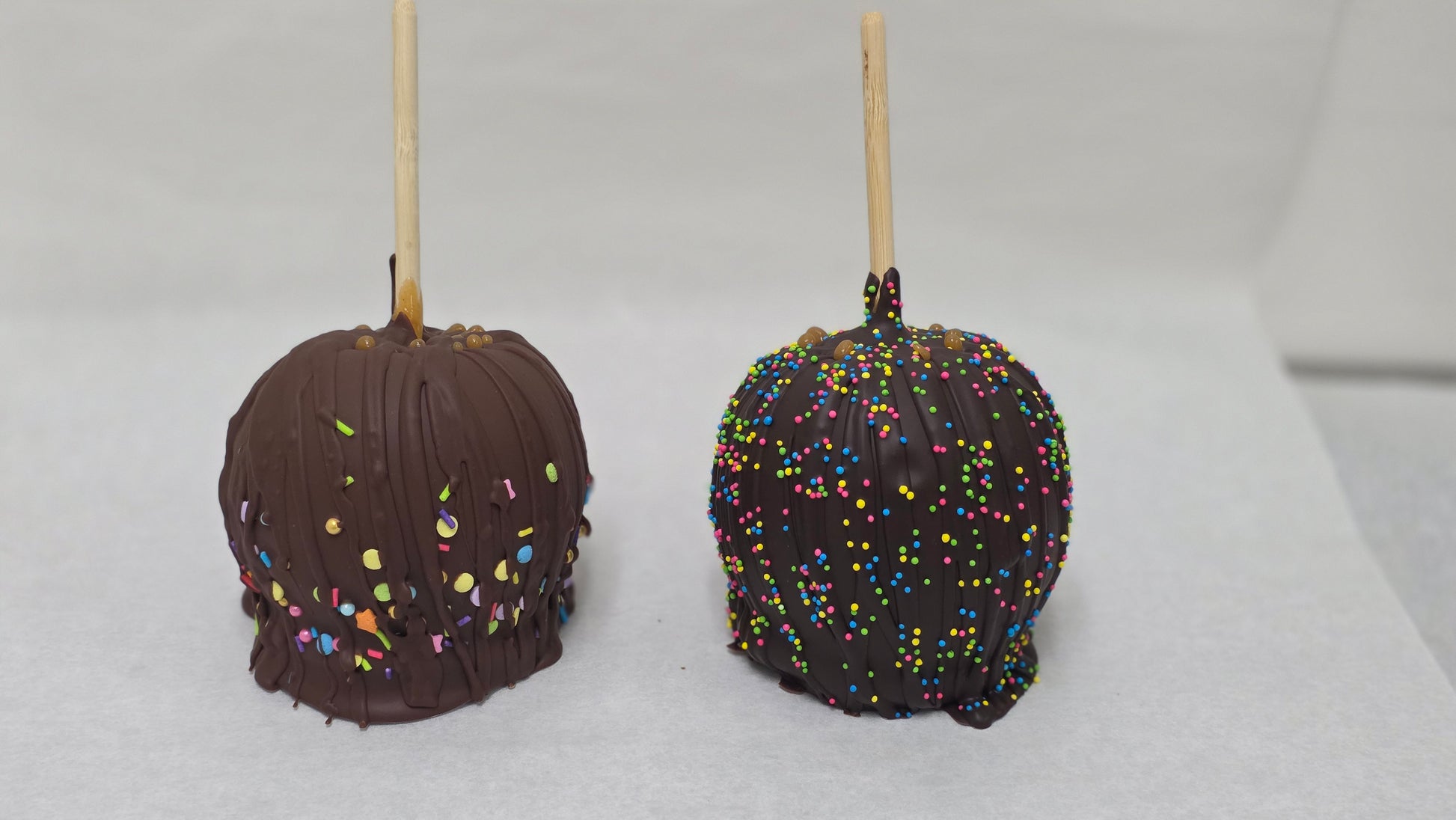 Chocolate Caramel Apples with Drizzle and Sprinkles