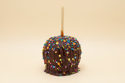 Milk Chocolate Caramel Apple with Milk Drizzle and Jimmies