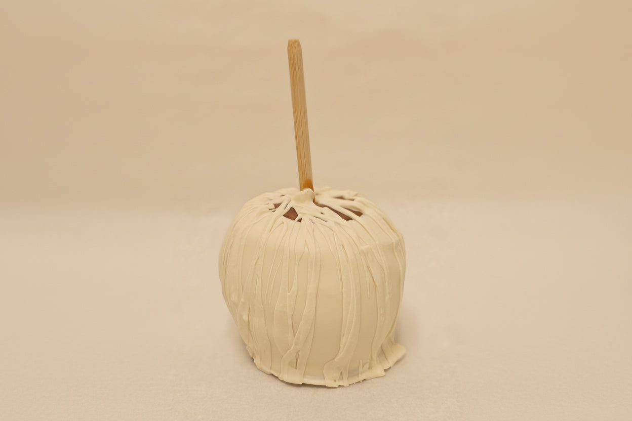 White Chocolate Caramel Apple with White Chocolate Drizzle
