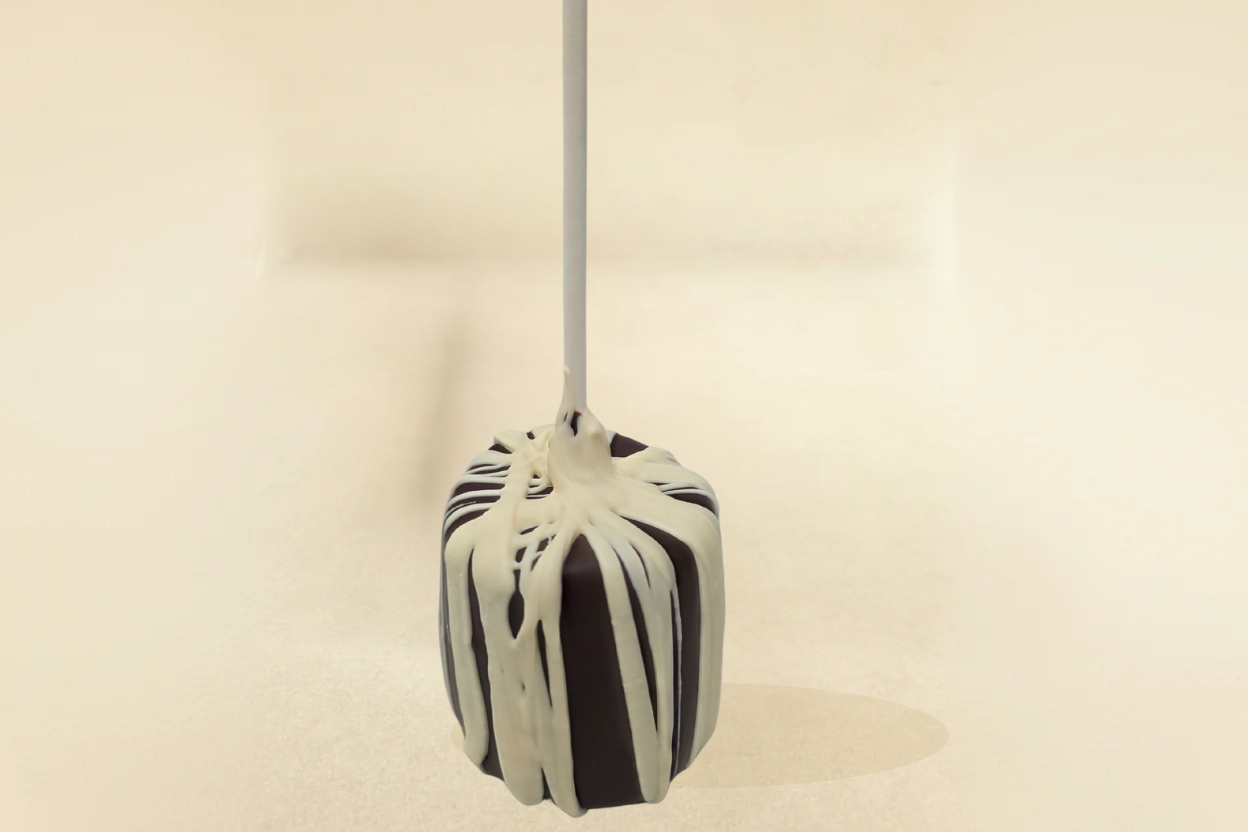 Dark Chocolate marshmallow pop with white drizzle