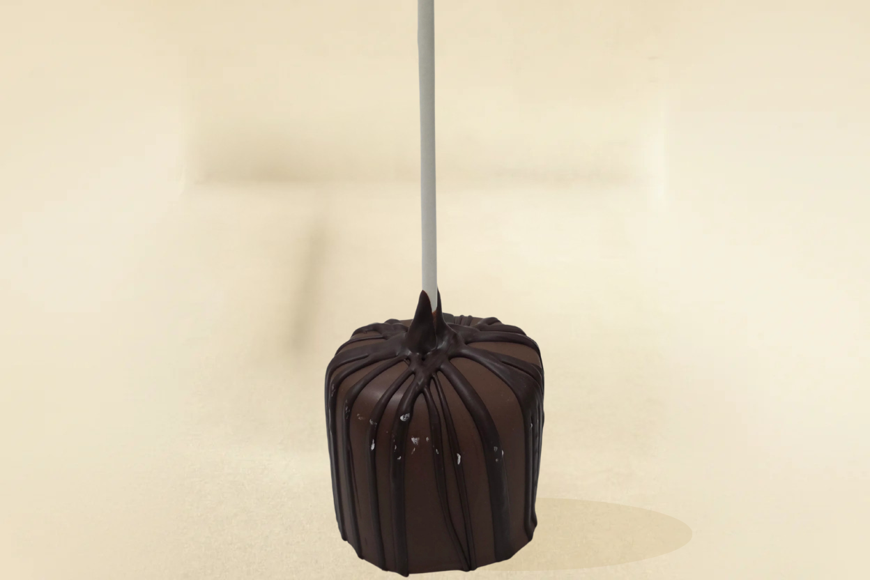 Milk chocolate marshmallow pop with dark drizzle