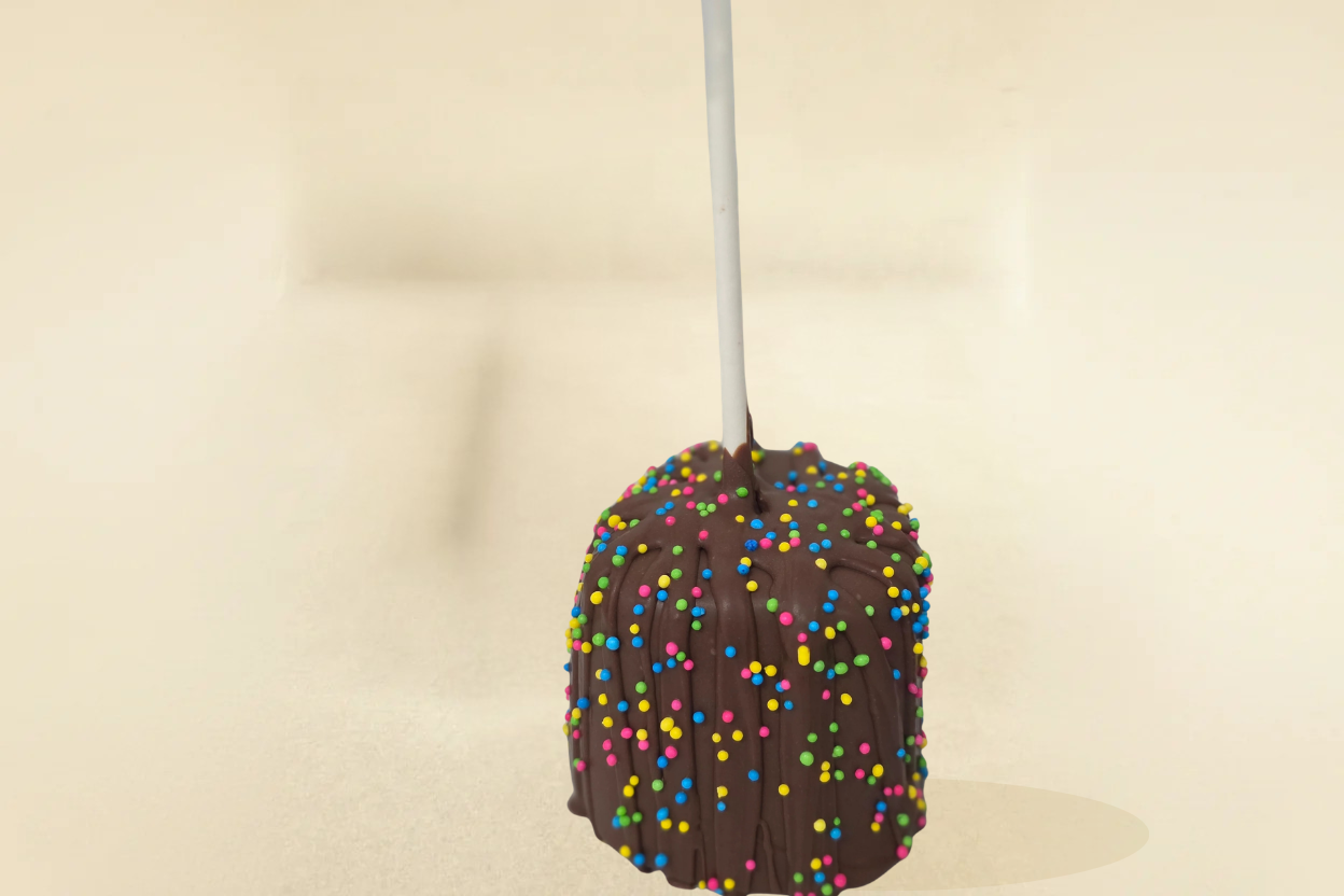 Milk chocolate marshmallow pop with sprinkles